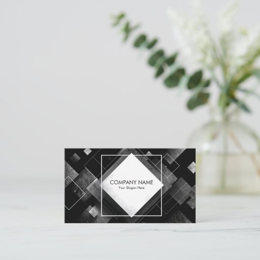 工業用コンクリートテクスチャダイヤモンド 名刺 (スタンド正面)