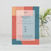 工業用シックなトスカーナモノグラム結婚抽象芸術 招待状 (スタンド正面)