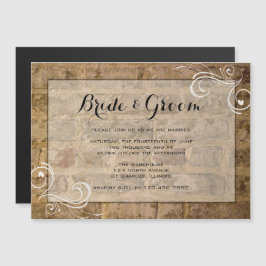 工業用シックなレンガの結婚渦巻き マグネット招待状