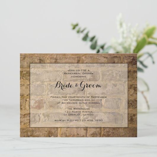 工業用シック結婚レンガのリハーサル 招待状 (スタンド正面)
