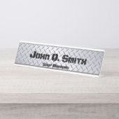 工業用スタイルパーソナライズされた光ダイヤモンドプレート デスクネームプレート (正面)