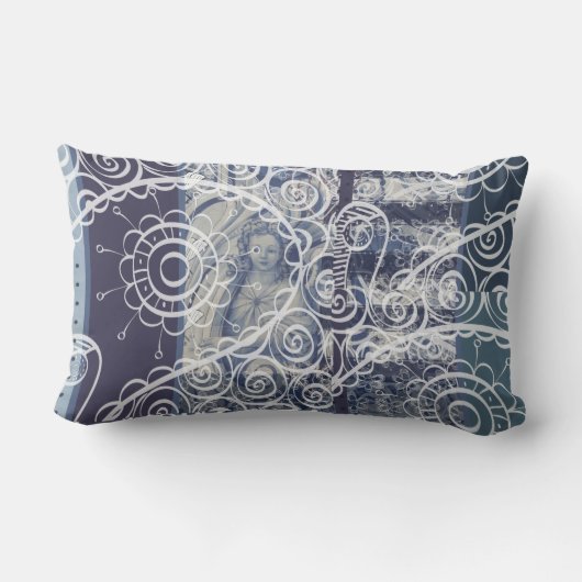 工業用スタイル茶色の青い灰色とフェイク銅 ランバークッション (裏面)