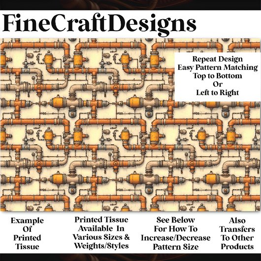 工業用スチームパンクパイプパターンBM6デコページ 薄葉紙