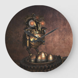 工業用スチームパンクフクロウ及び卵 ラージ壁時計
