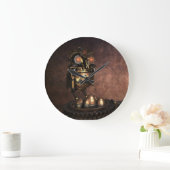 工業用スチームパンクフクロウ及び卵 ラージ壁時計 (ホーム)