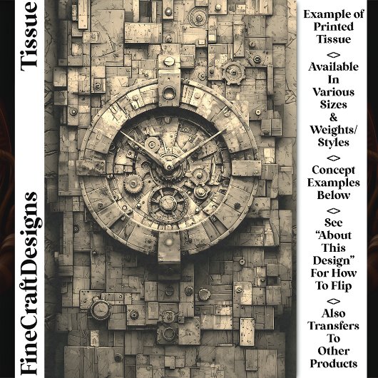 工業用セピアSteampunkクロックCZ1Sデコページ 薄葉紙