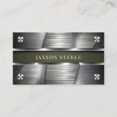 工業用ブラシ仕上げメタルとオリーブグリーン 名刺 (正面)