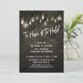 工業用ブリックのエジソン灯を持って保持する 招待状 (スタンド正面)