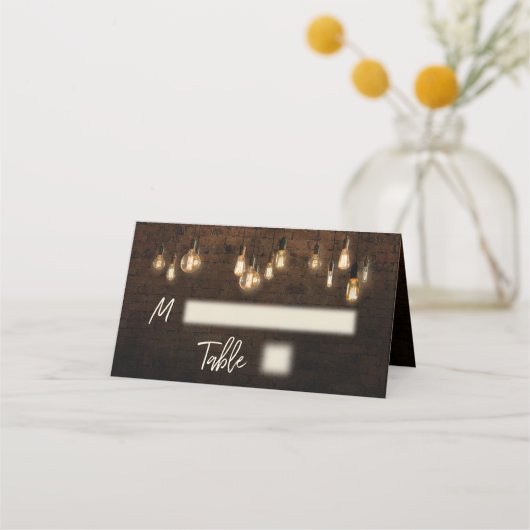 工業用ブリックエジソンライトカジュアルタイポグラフィ プレイスカード (正面)