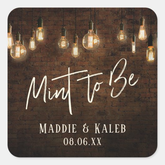 工業用ブリックヴィンテージエジソンライツミント スクエアシール (正面)