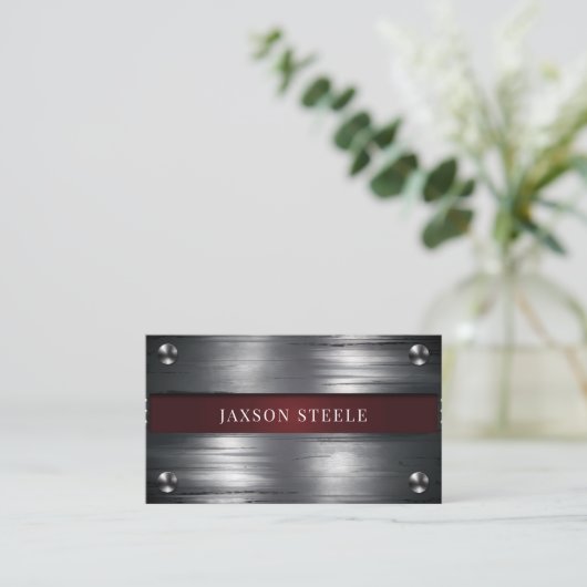 工業用メタルとブルゴーニュのアクセント 名刺 (スタンド正面)