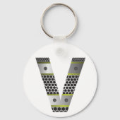 工業用メタルレターVキーチェーン キーホルダー (正面)