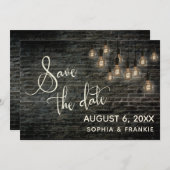 工業用レンガ、ヴィンテージライト、日付の保存 セーブザデート (正面/裏面)