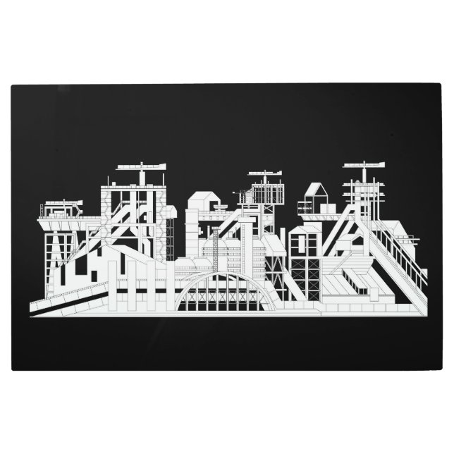 工業用冶金組み合わせシルエット メタルプリント (正面)