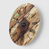 工業用木素朴材ストライプ材 ラージ壁時計 (傾斜)