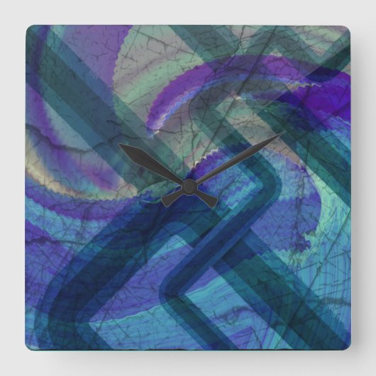 工業用横置き抽象芸術時計 スクエア壁時計 (正面)