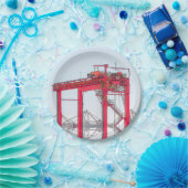 工業用港湾港湾ポートクレーンスケッチ ペーパープレート (パーティー)