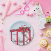 工業用港湾港湾ポートクレーンスケッチ ペーパープレート (パーティー)