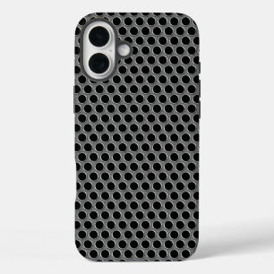 工業用金属銀グリル水玉模様 iPhone 16 PLUSケース