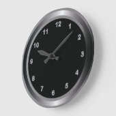 工業用金属鋼及びブラックプリント ラージ壁時計 (傾斜)