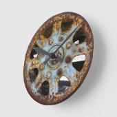 工業用錆：スポーク、写真 ラウンド壁時計 (傾斜)