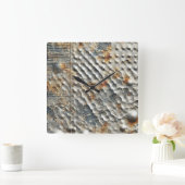 工業用Sci-Fiメタルテクスチャ スクエア壁時計 (ホーム)