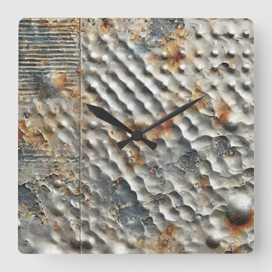 工業用Sci-Fiメタルテクスチャ スクエア壁時計 (正面)