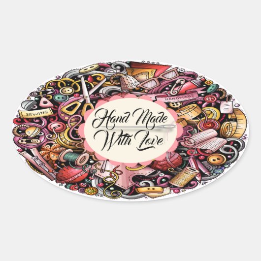 工芸品裁縫編み物シール 楕円形シール (正面)