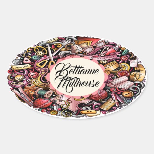 工芸品裁縫編み物シール 楕円形シール (正面)