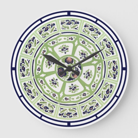 工芸品、工芸品またはミッションフローラプレート ラージ壁時計 (正面)