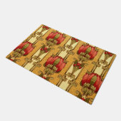 工芸品、職人、ミッションスタイル花 ドアマット (アングル)