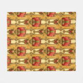 工芸品、職人、ミッションスタイル花 フリースブランケット (正面(横))