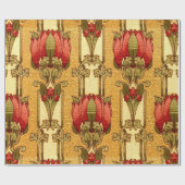 工芸品、職人、ミッションスタイル花 ラッピングペーパー (フラット)