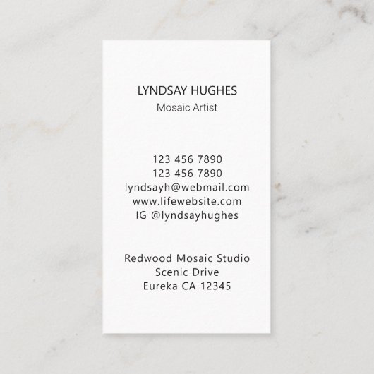 工芸家アーティストビジネス 名刺 (裏面)