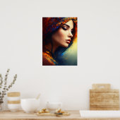 「左の魅力:女の子のポーズ魅力的を捉えた ポスター (キッチン)