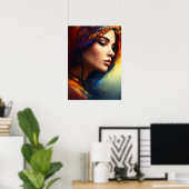 「左の魅力:女の子のポーズ魅力的を捉えた ポスター (ホームオフィス)