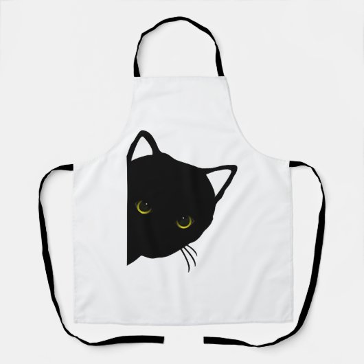 左を向いた黒猫の目 エプロン (正面)