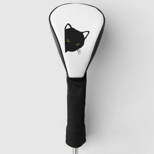 左を向いた黒猫の目 ゴルフヘッドカバー (正面)