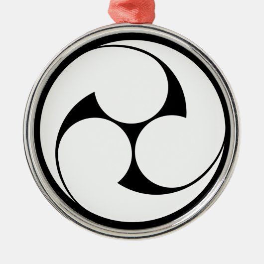 左三つ巴(地抜き) メタルオーナメント (正面)