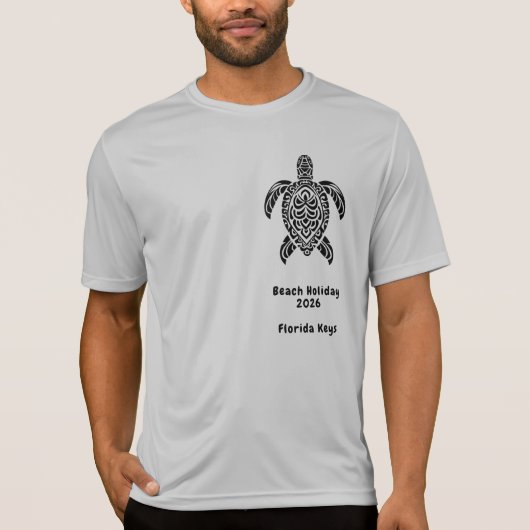 左側にトライバルシーガメ ビーチホリデー Tシャツ (正面)