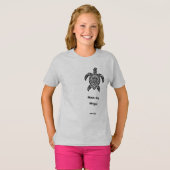 左側の部族の黒いウミガメ Tシャツ (正面フル)