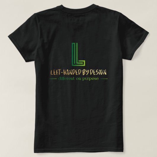 左利きの女性用Tシャツ Tシャツ (デザイン裏面)