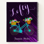 左利きの花柄バイク、紫のカスタムスクールガールズ ノートブック (裏面)