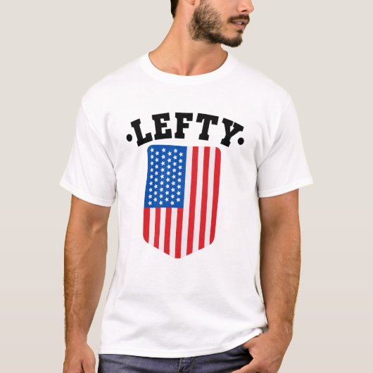 左利き米離れ国旗 Tシャツ (正面)