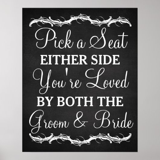 左右の黒板のサインを結婚選ぶ ポスター (正面)