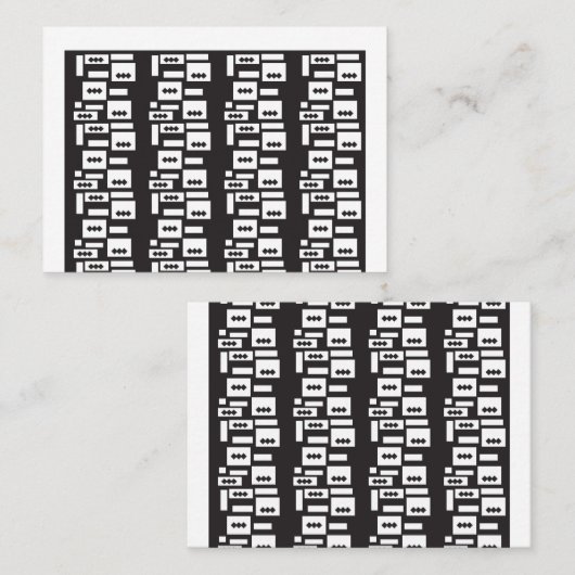 左右対称の白い幾何学的デザインと鮮明な円 プレイスカード (正面/裏面)