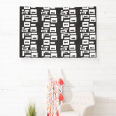 左右対称の白い幾何学的デザインと鮮明な円 横断幕 (インサイチュ)