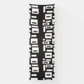 左右対称の白い幾何学的デザインと鮮明な円 横断幕 (縦)