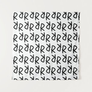 左右対称のRラインアートTシャツ、ミニマリストの落書きAb タペストリー