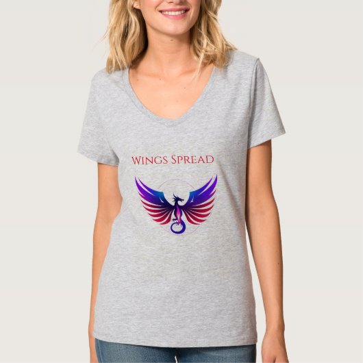 左右対称グラデーションドラゴンのロゴ Tシャツ (正面)